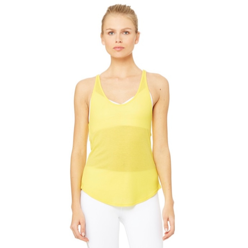 ALO Yoga Sculpt tank in Zest yellow - med